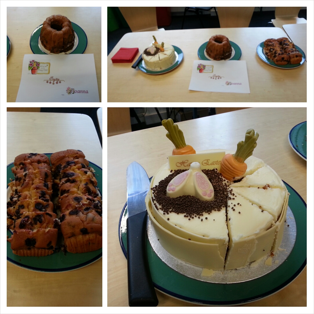 Easter cakes, provided for the team's delectation by Joanna Rozmus.