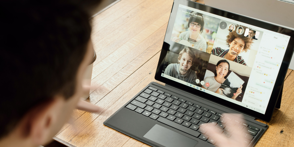 students on a video call