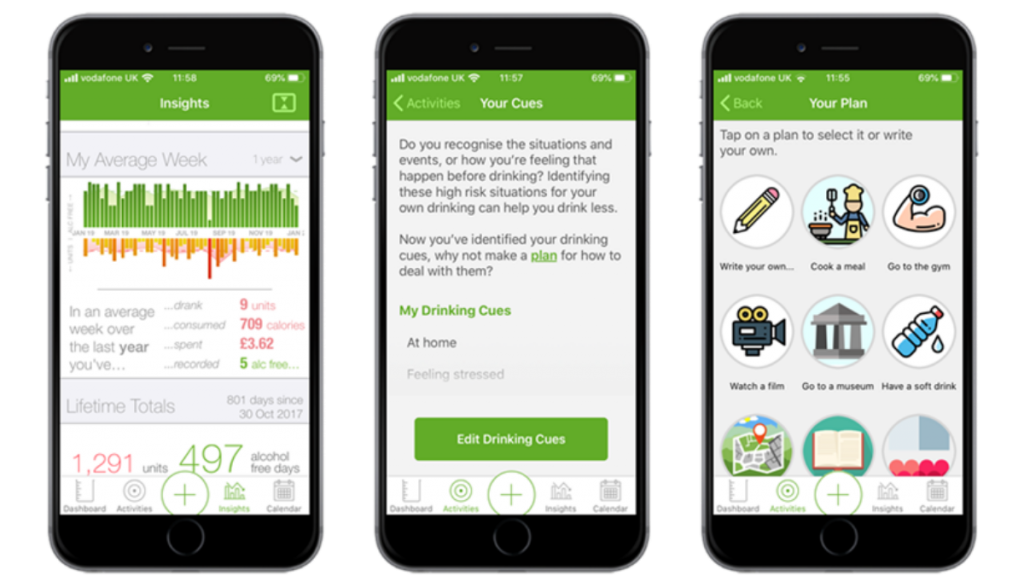 image of the user interface of Drink Less