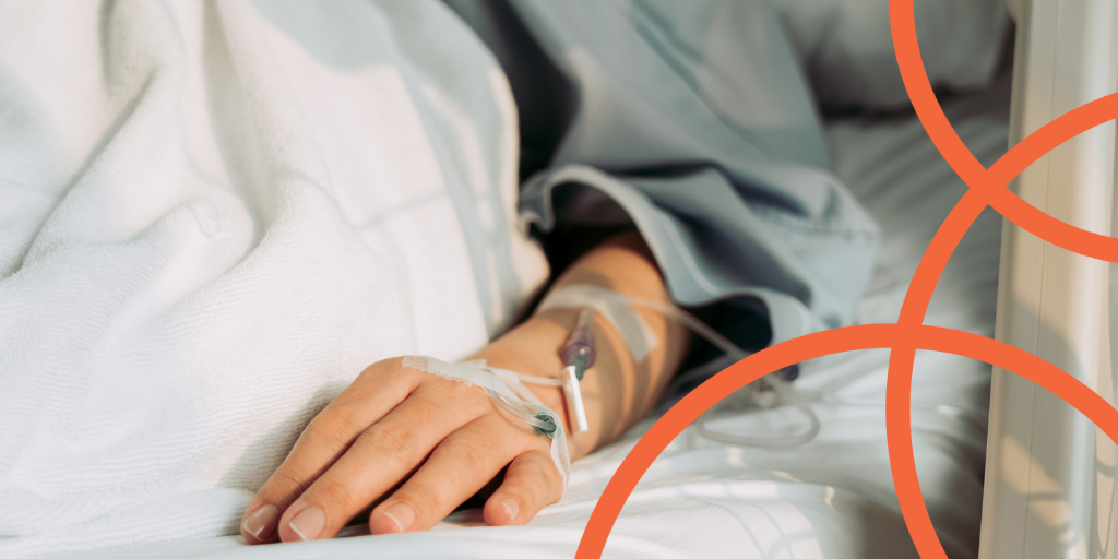 Woman in hospital bed